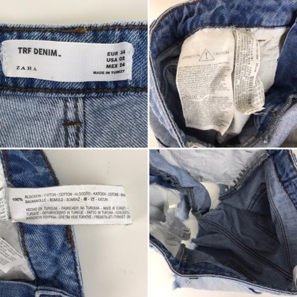 Zara trf Y2K ripped denim studded distressed light wash  jean cut off shorts 2 - Picture 7 of 8